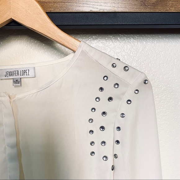 White Blouse with Rhinestone Detail - Picture 2 of 2